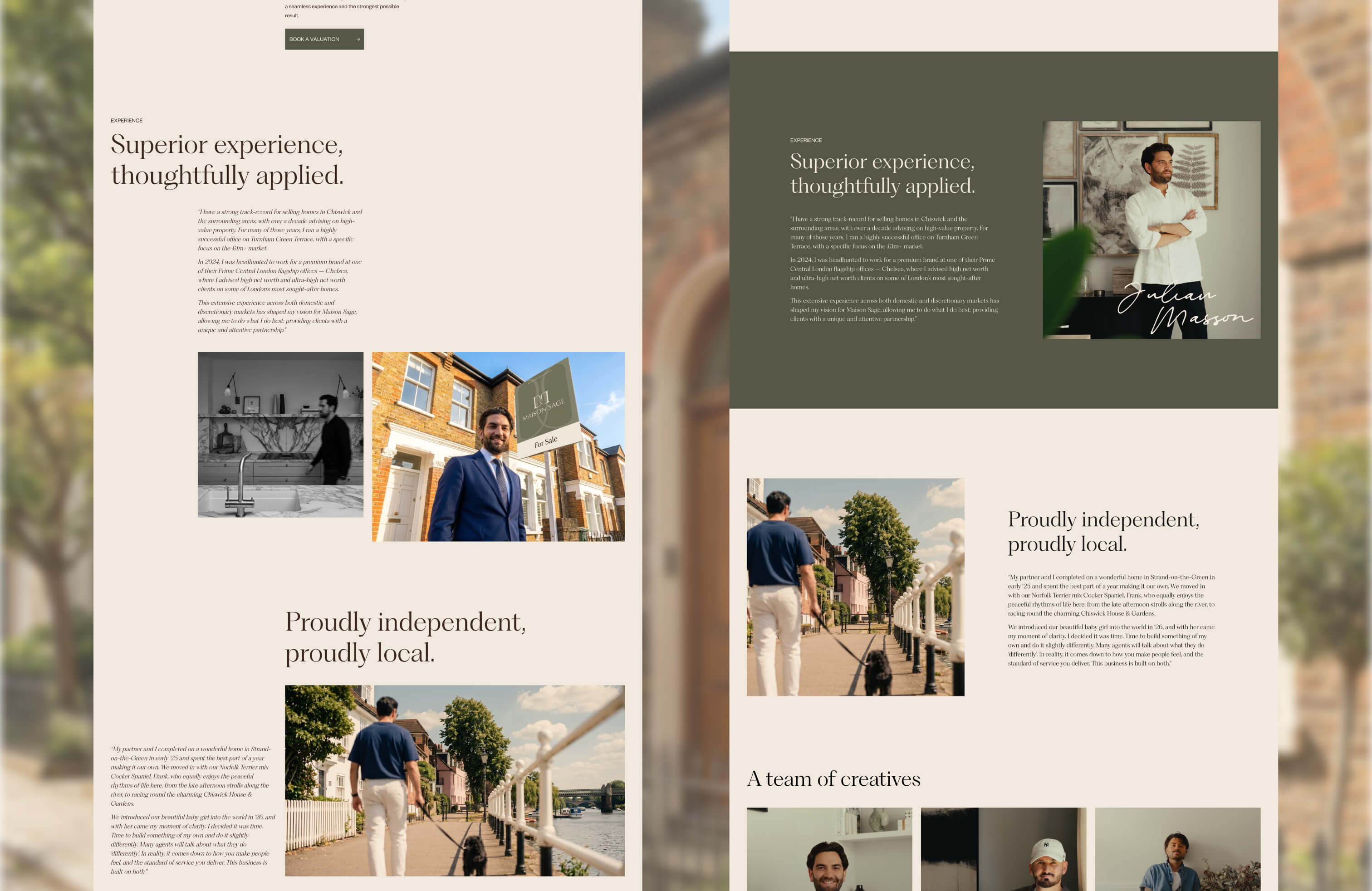 Screenshots of the first draft and the final draft of the design to exmplify the refinement of the layouts.